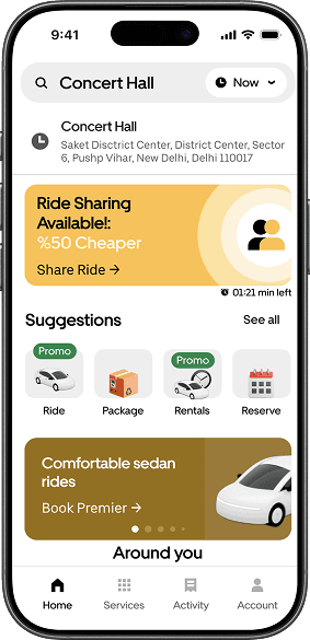 Active Uber Share request card with a visible countdown for the joining rider.